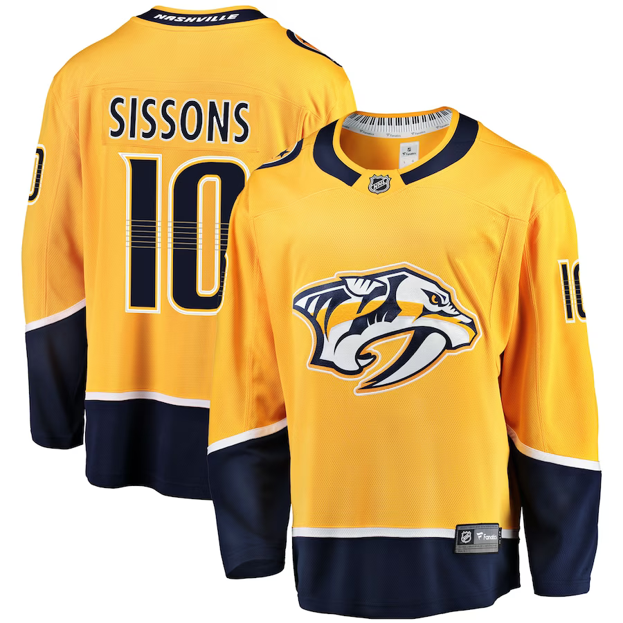 Men's Nashville Predators Colton Sissons #10 Gold Breakaway Jersey